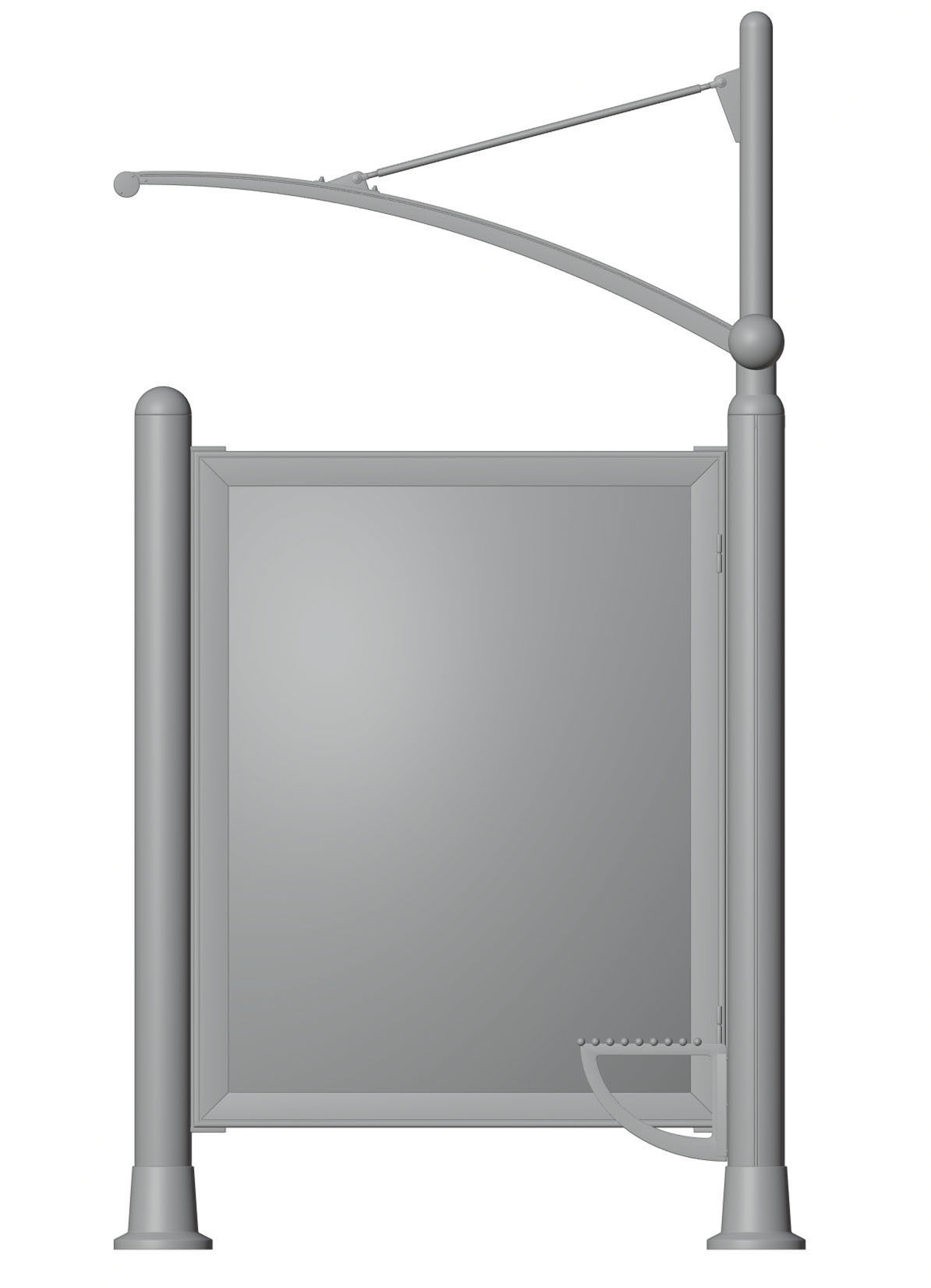 Bus stop with information board 3D model_6