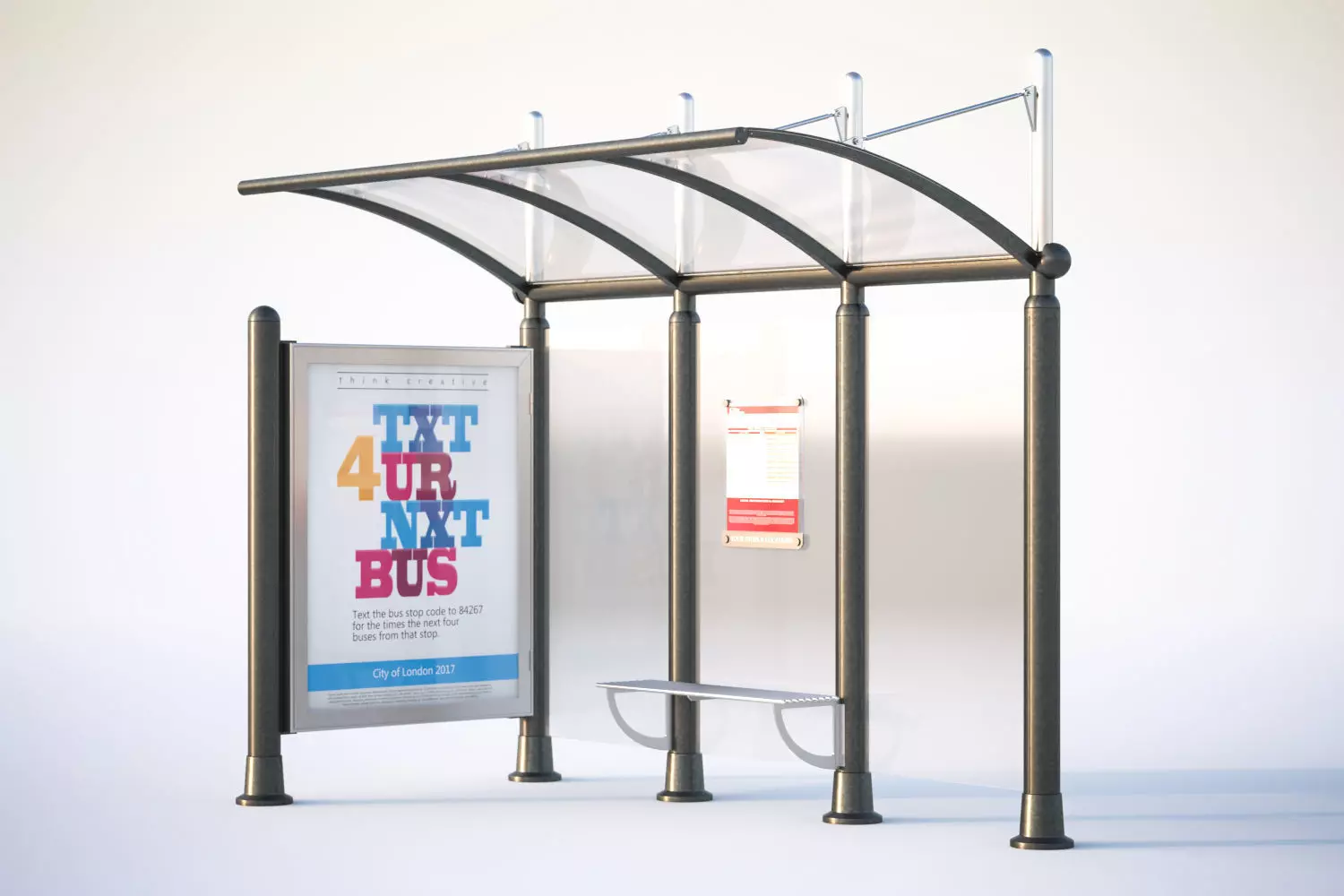 Bus stop with information board 3D model_0
