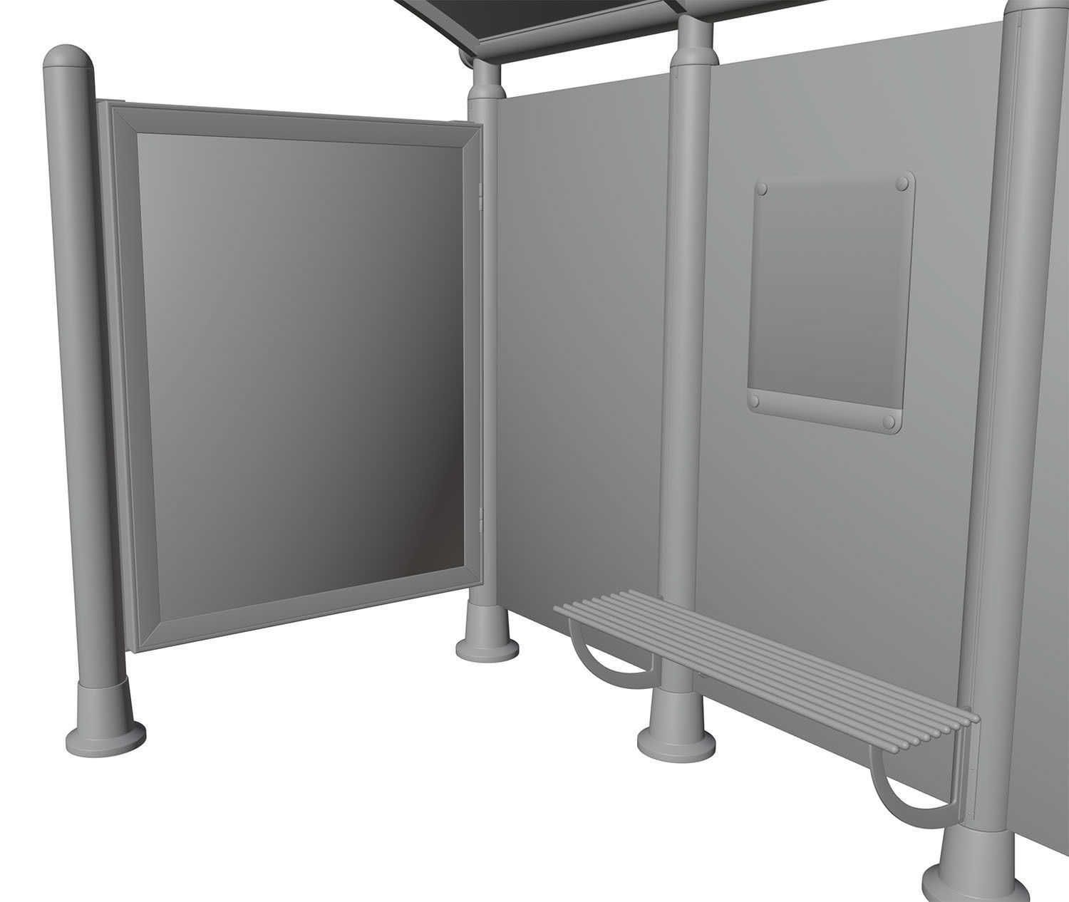 Bus stop with information board 3D model_7