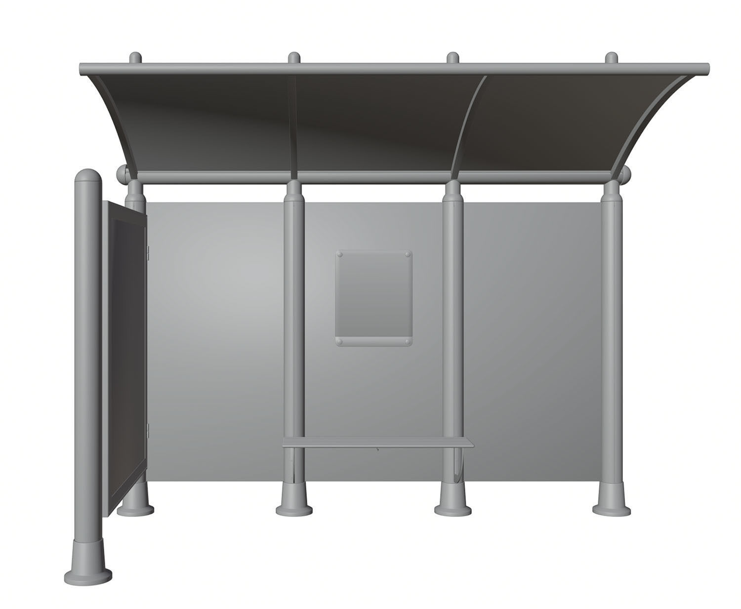 Bus stop with information board 3D model_5