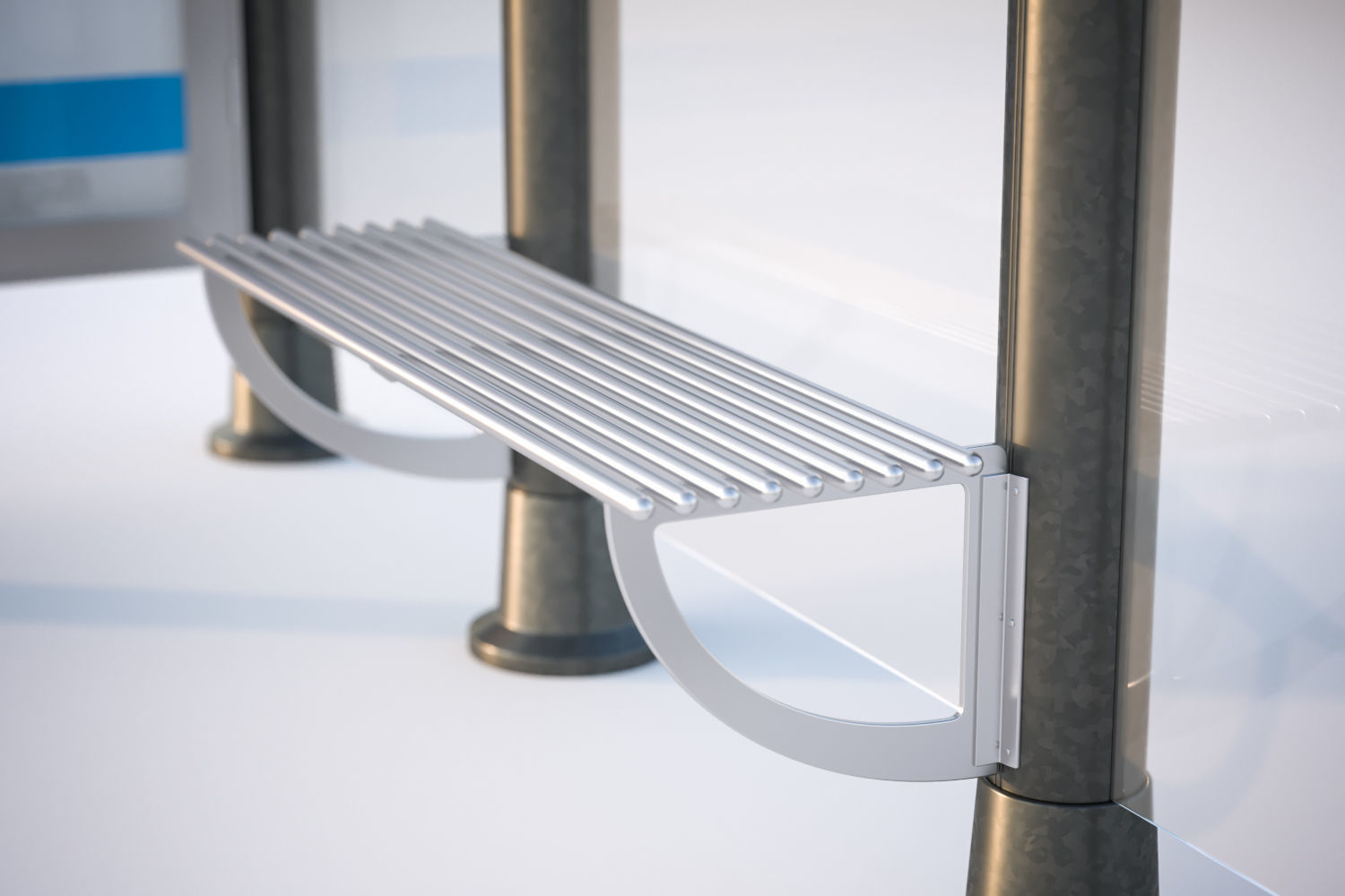 Bus stop with information board 3D model_3