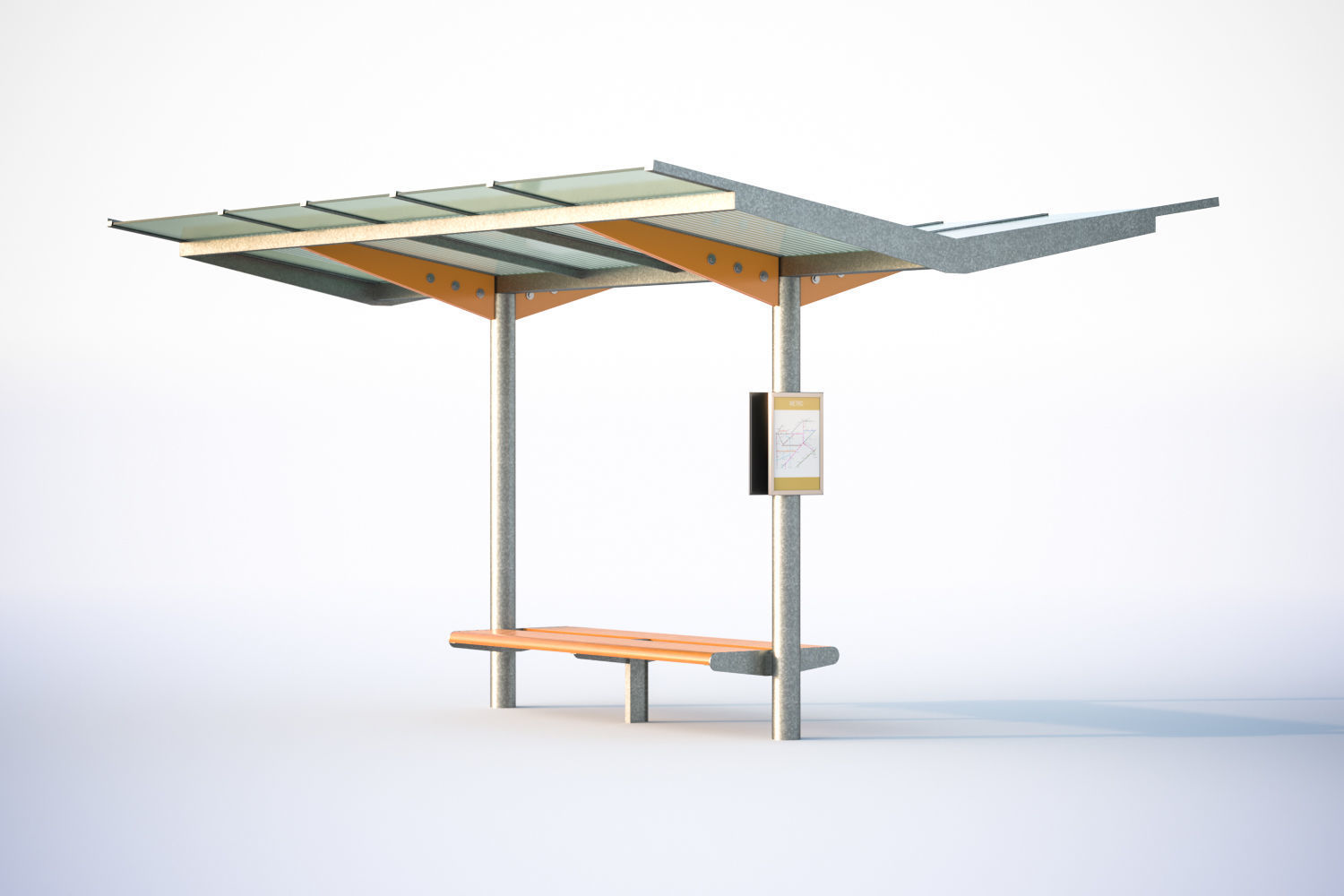 Small bus shelter 3D model_2