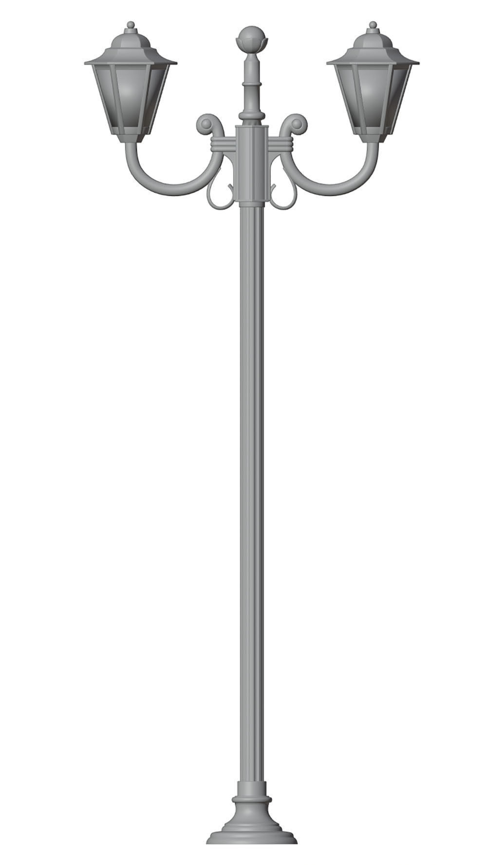 Double old-tome street lamp 3D model_5