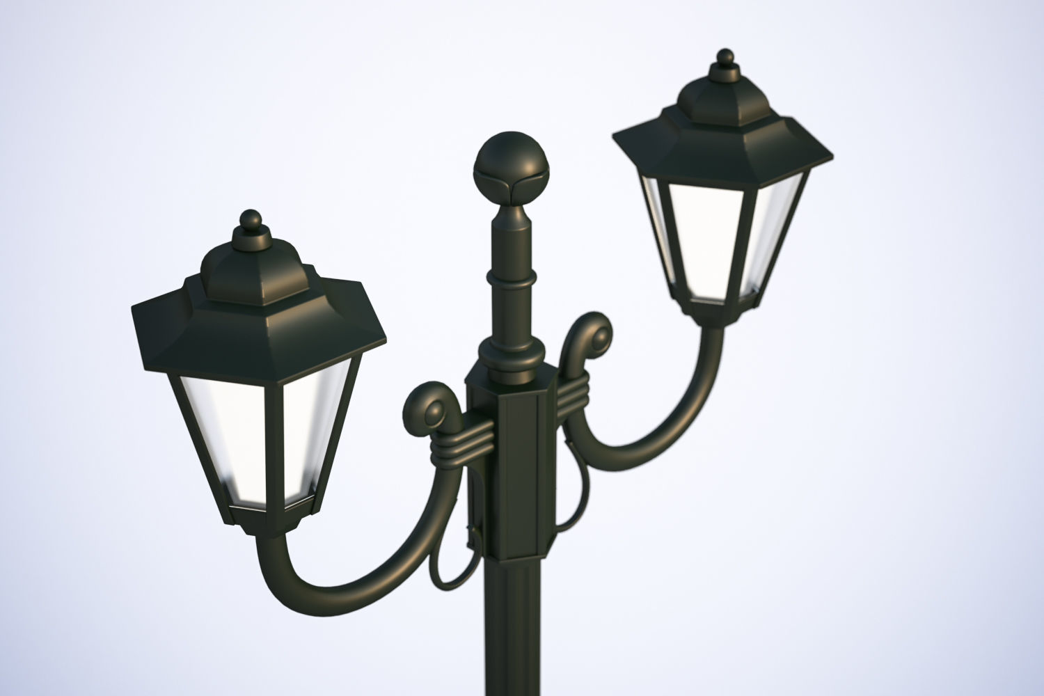Double old-tome street lamp 3D model_3