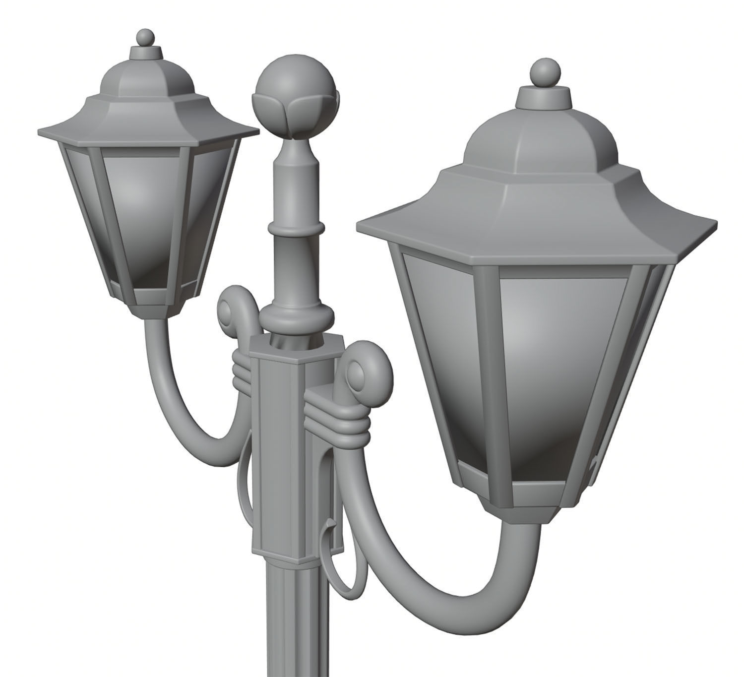 Double old-tome street lamp 3D model_6