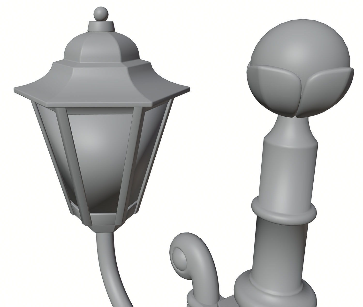 Double old-tome street lamp 3D model_7