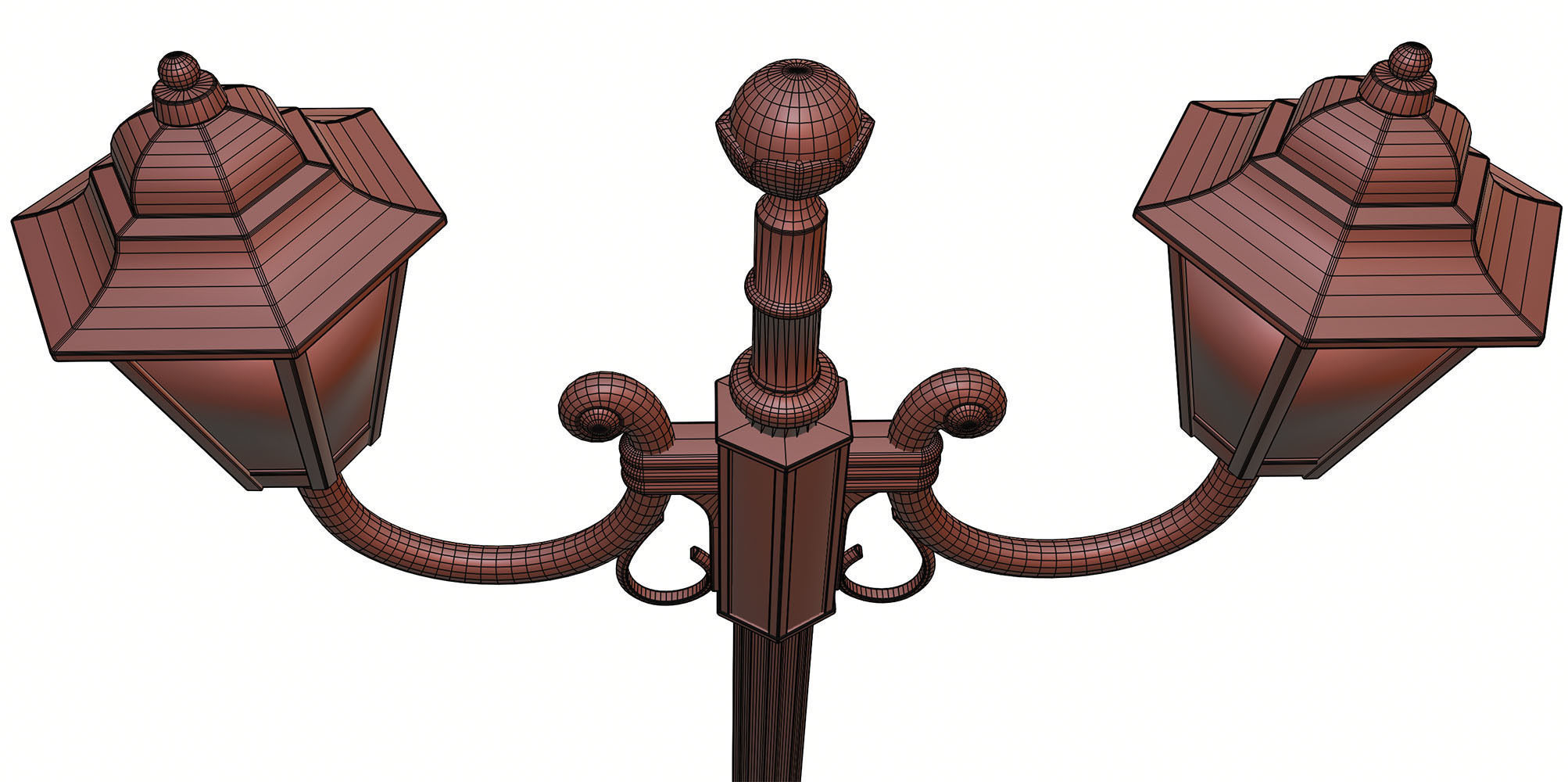 Double old-tome street lamp 3D model_14
