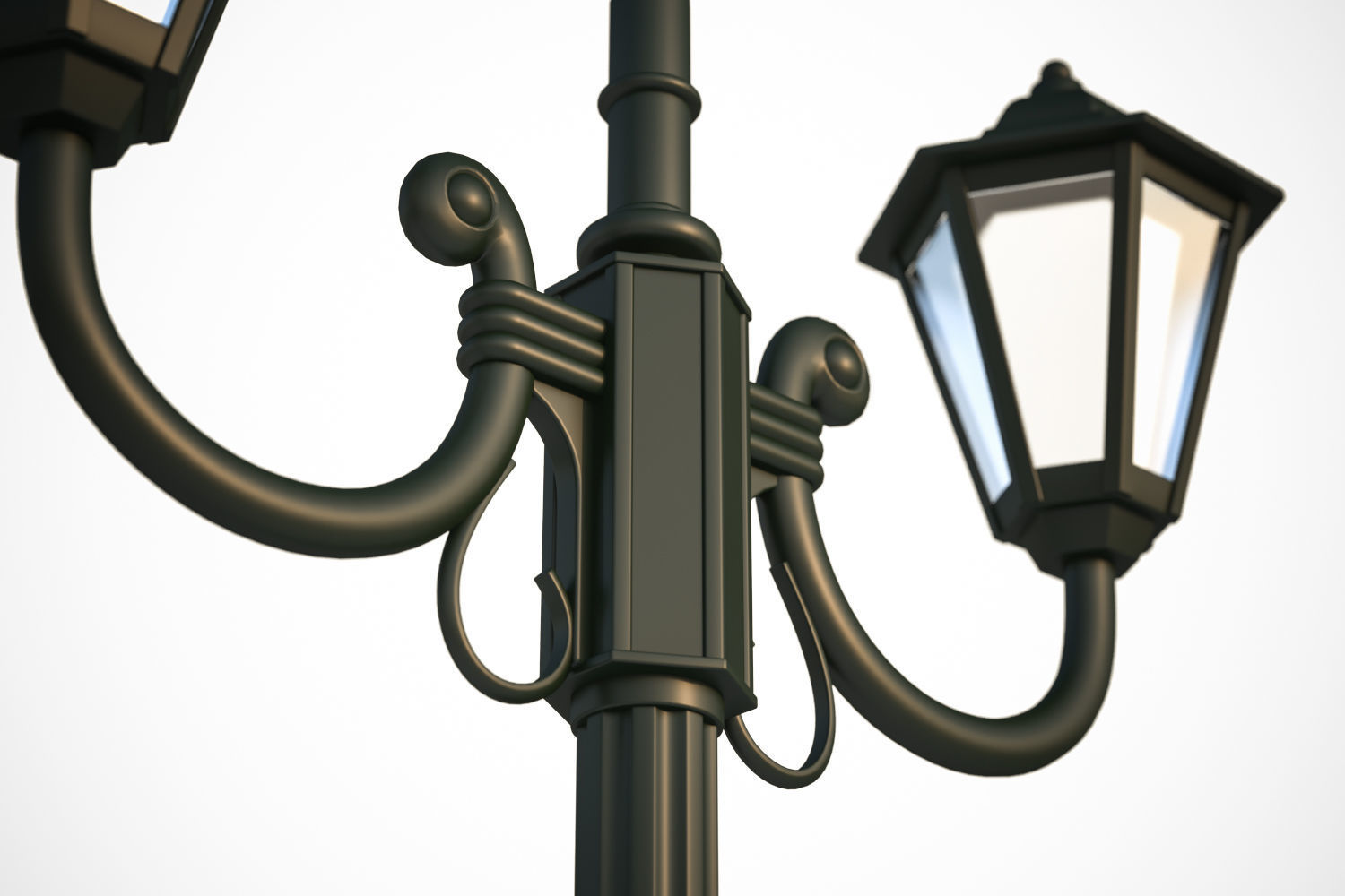 Double old-tome street lamp 3D model_4