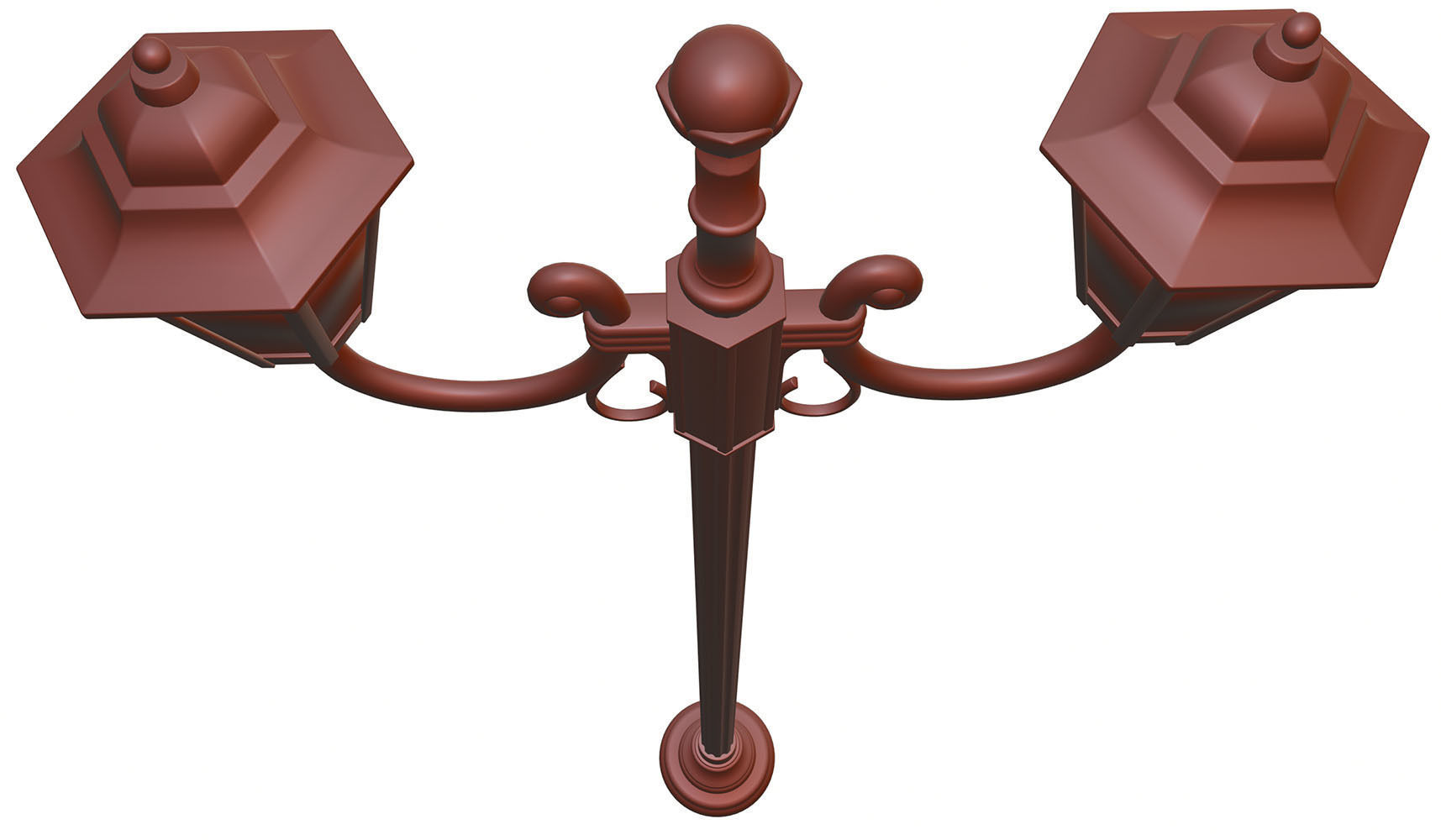 Double old-tome street lamp 3D model_12