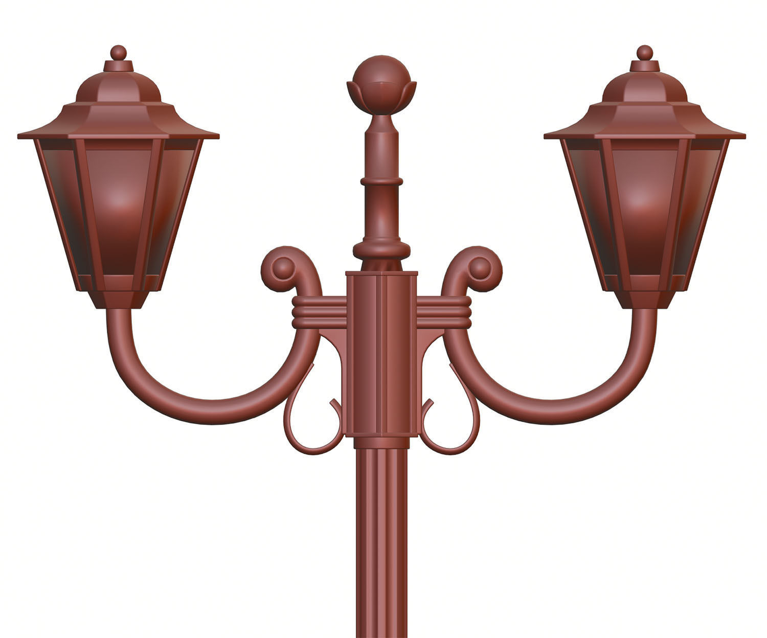 Double old-tome street lamp 3D model_11