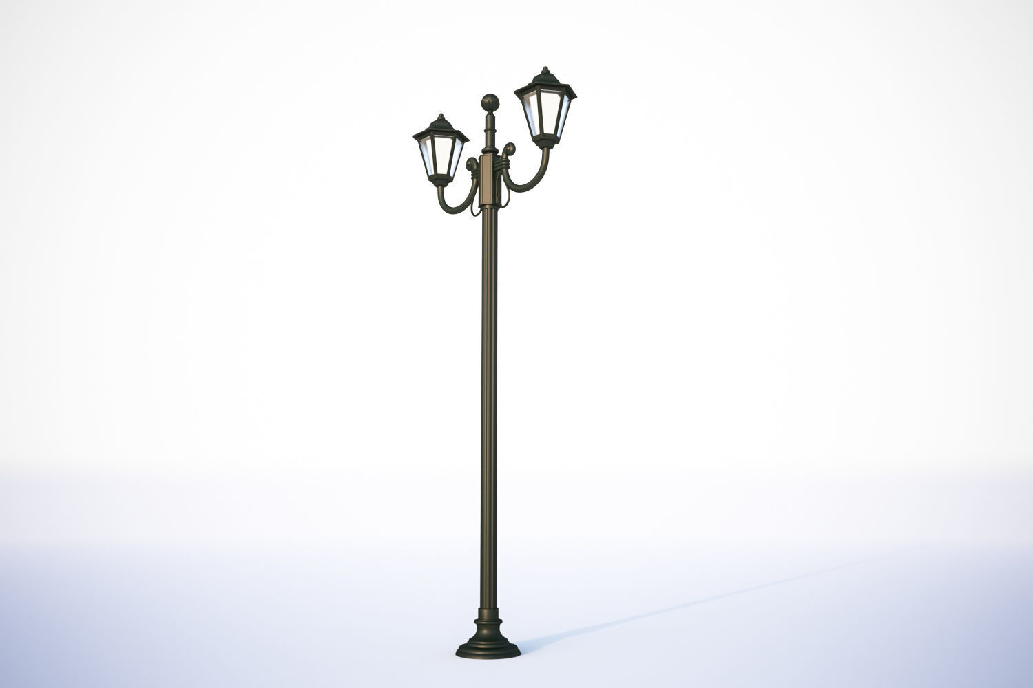 Double old-tome street lamp 3D model_2