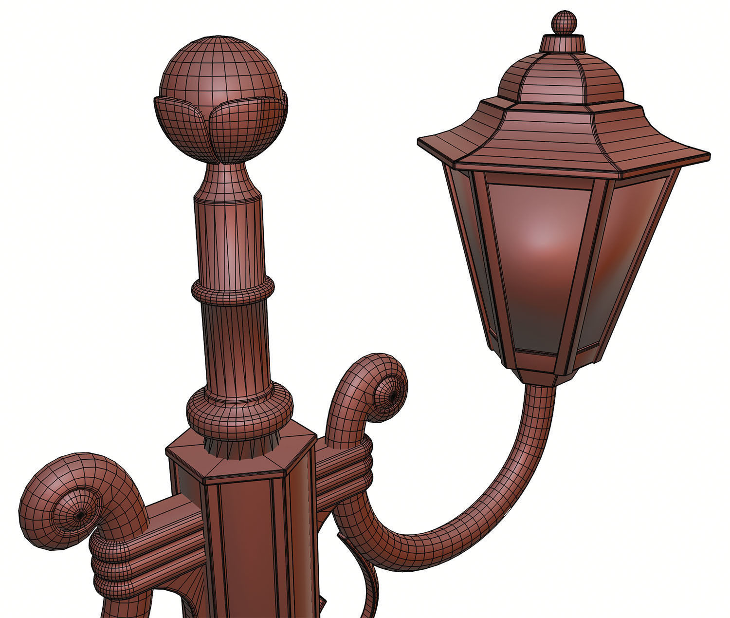 Double old-tome street lamp 3D model_13