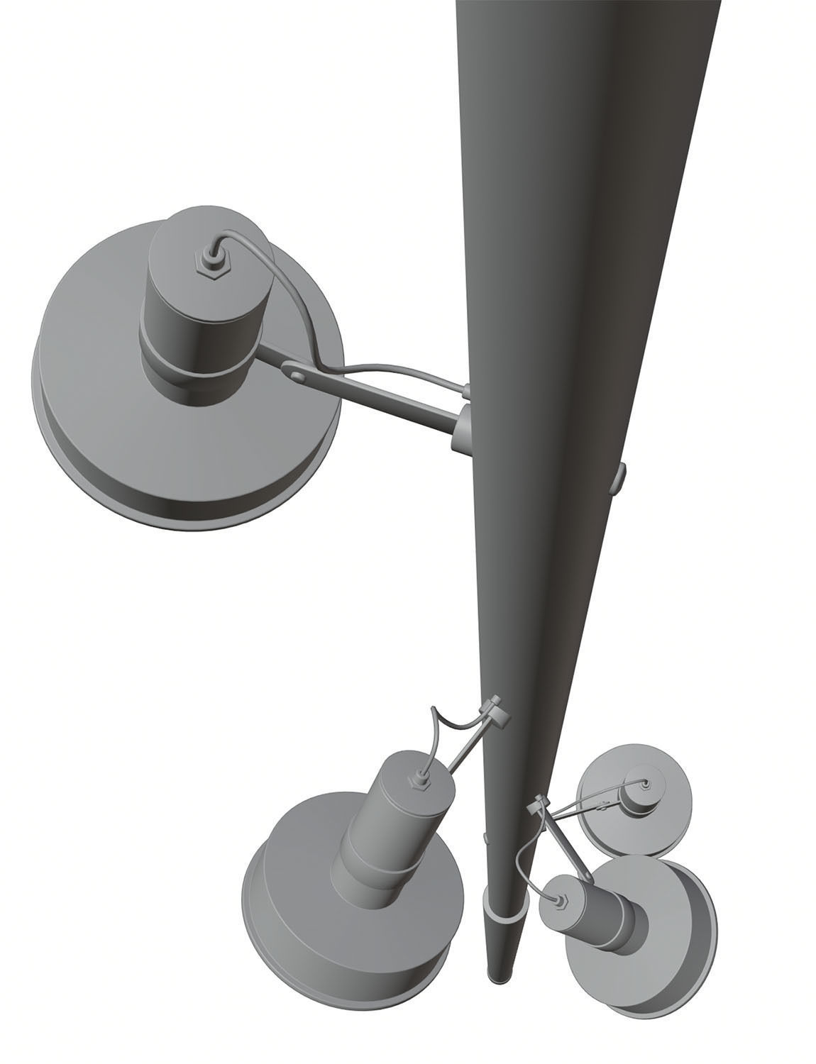 Lighting pole with many luminaires 3D model_6