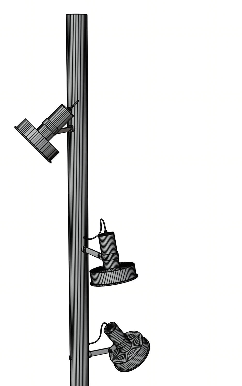 Lighting pole with many luminaires 3D model_9