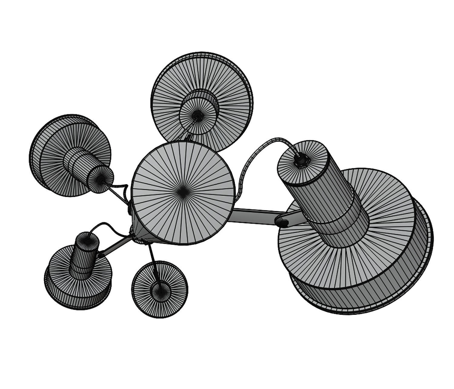 Lighting pole with many luminaires 3D model_8