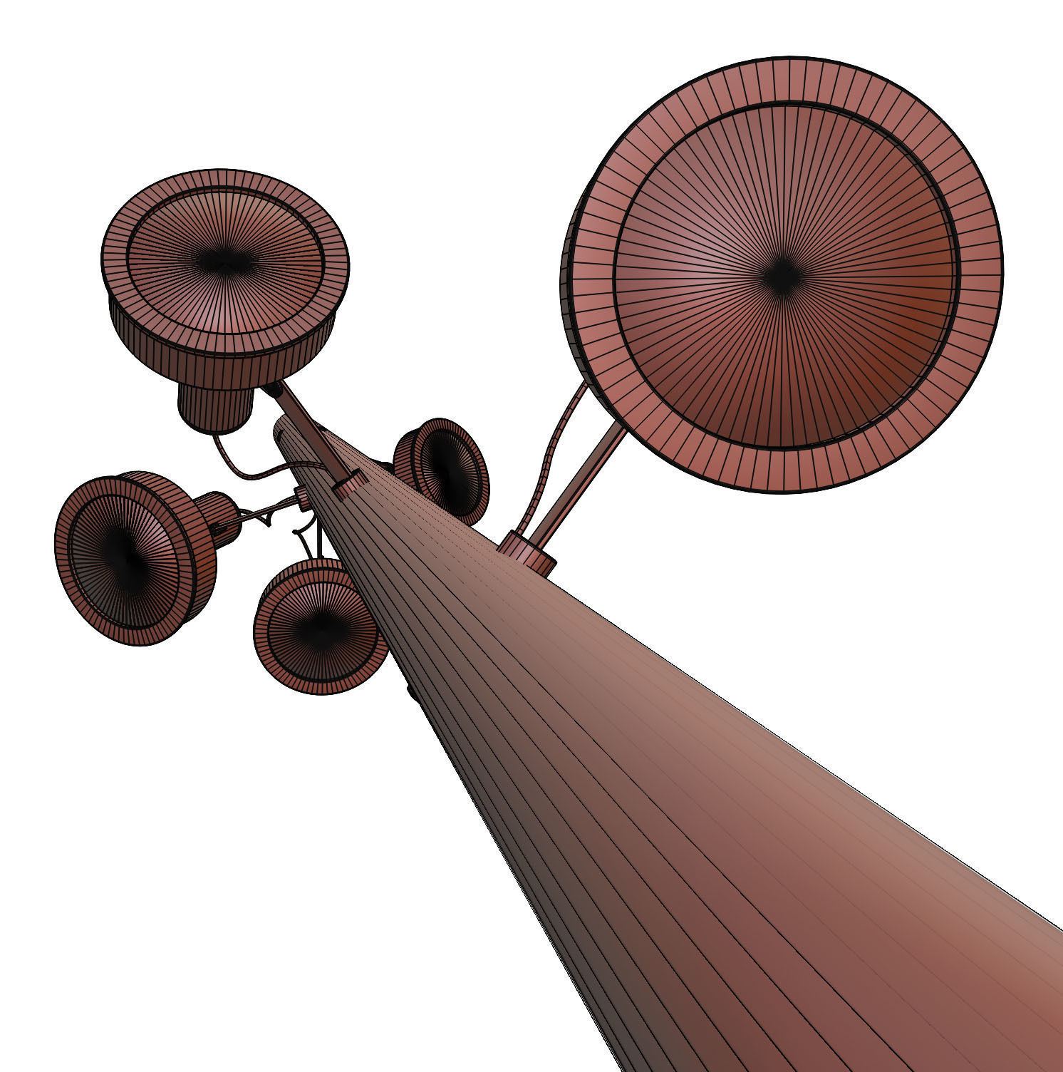 Lighting pole with many luminaires 3D model_13