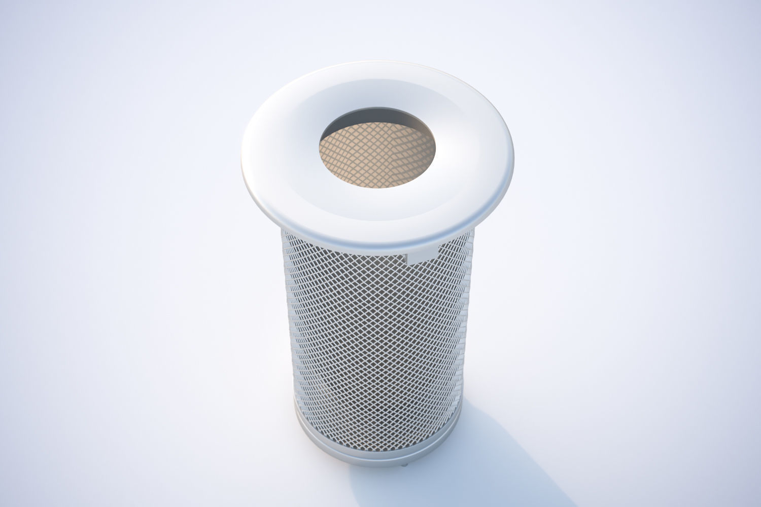Trash bin made of metal mesh 3D model_2