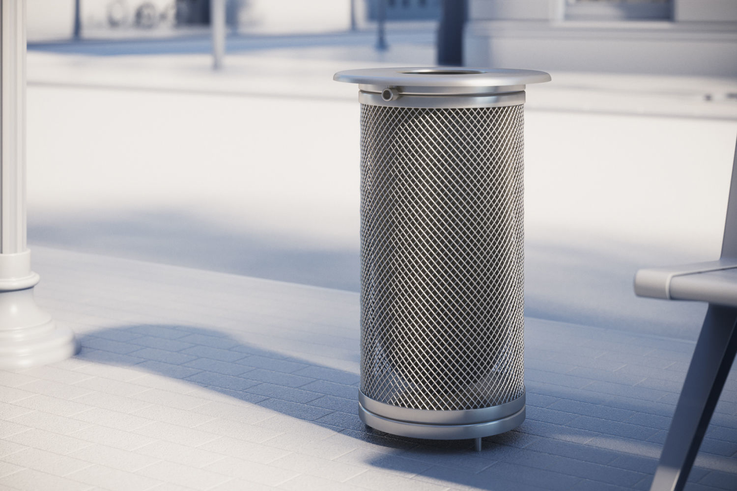 Trash bin made of metal mesh 3D model_1