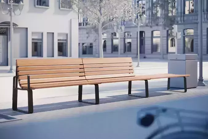 Wooden bench with backrest