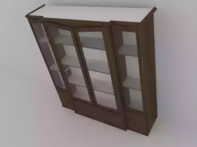 Crockery Display Cabinet Low Poly Walnutt Texture
