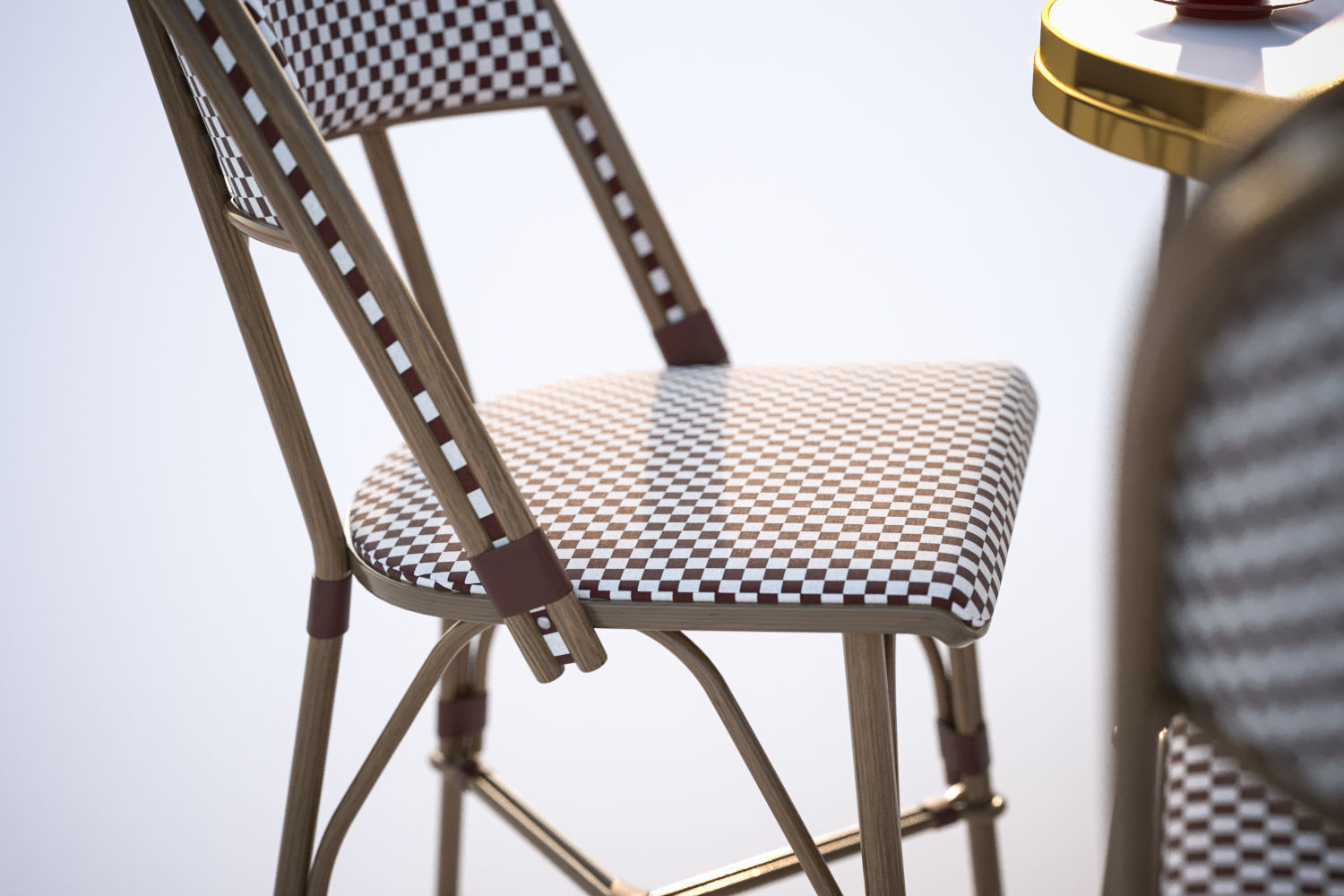 Gold table with four chairs 3D model_3