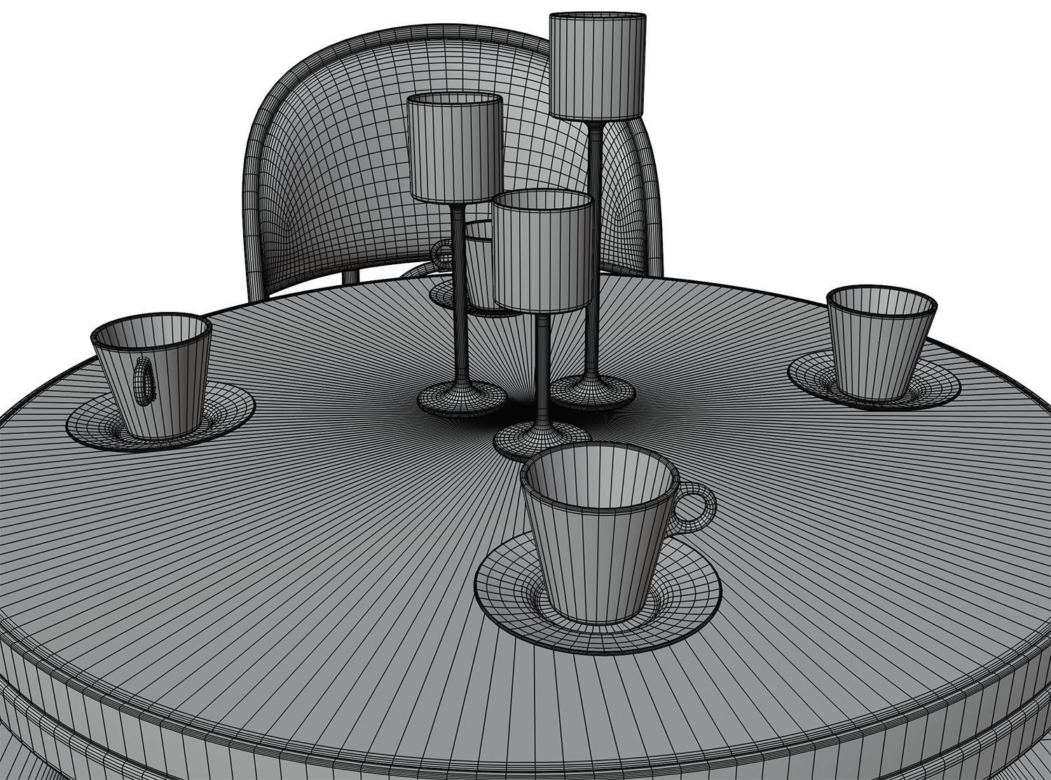 Gold table with four chairs 3D model_8