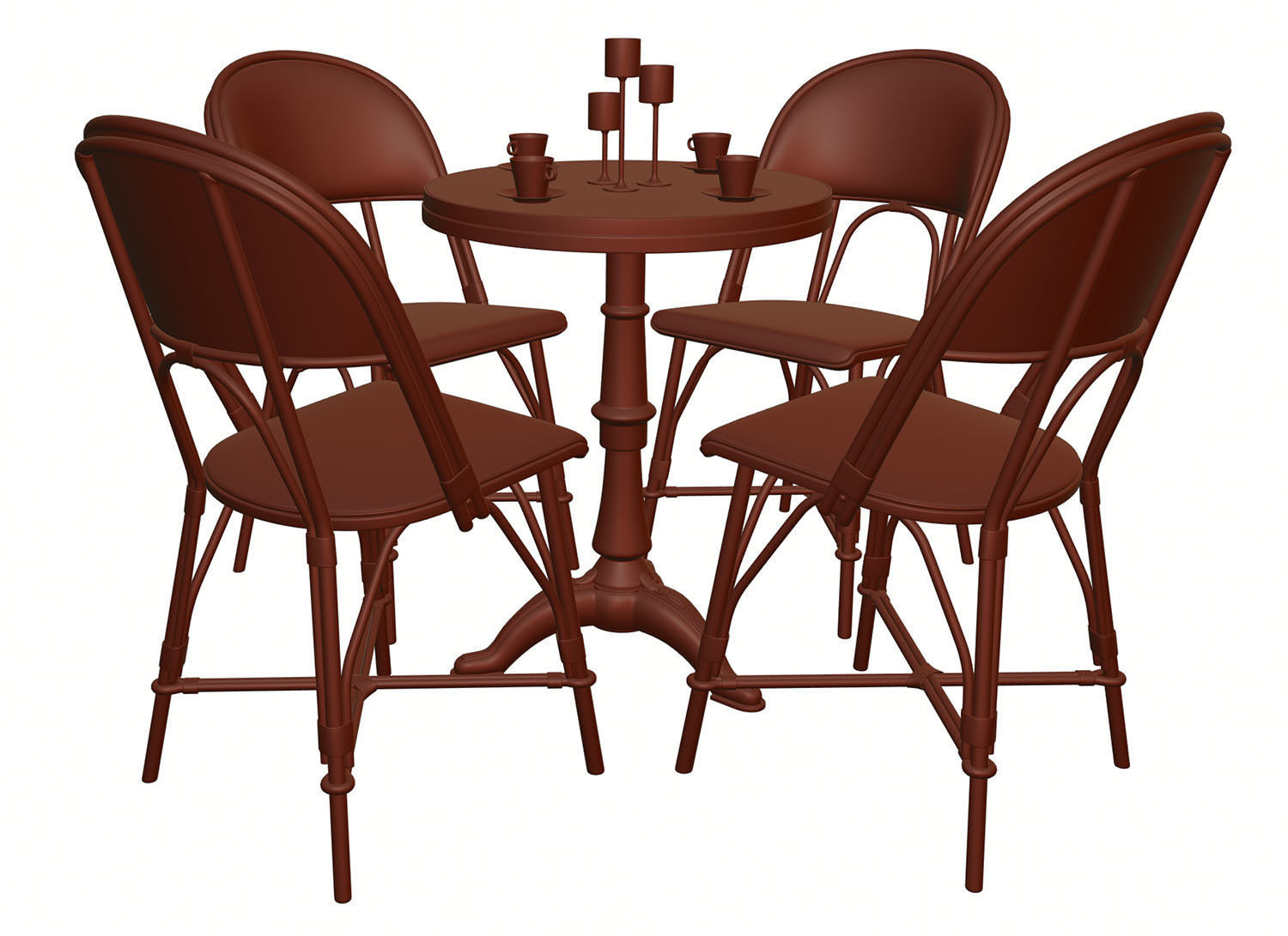 Gold table with four chairs 3D model_10