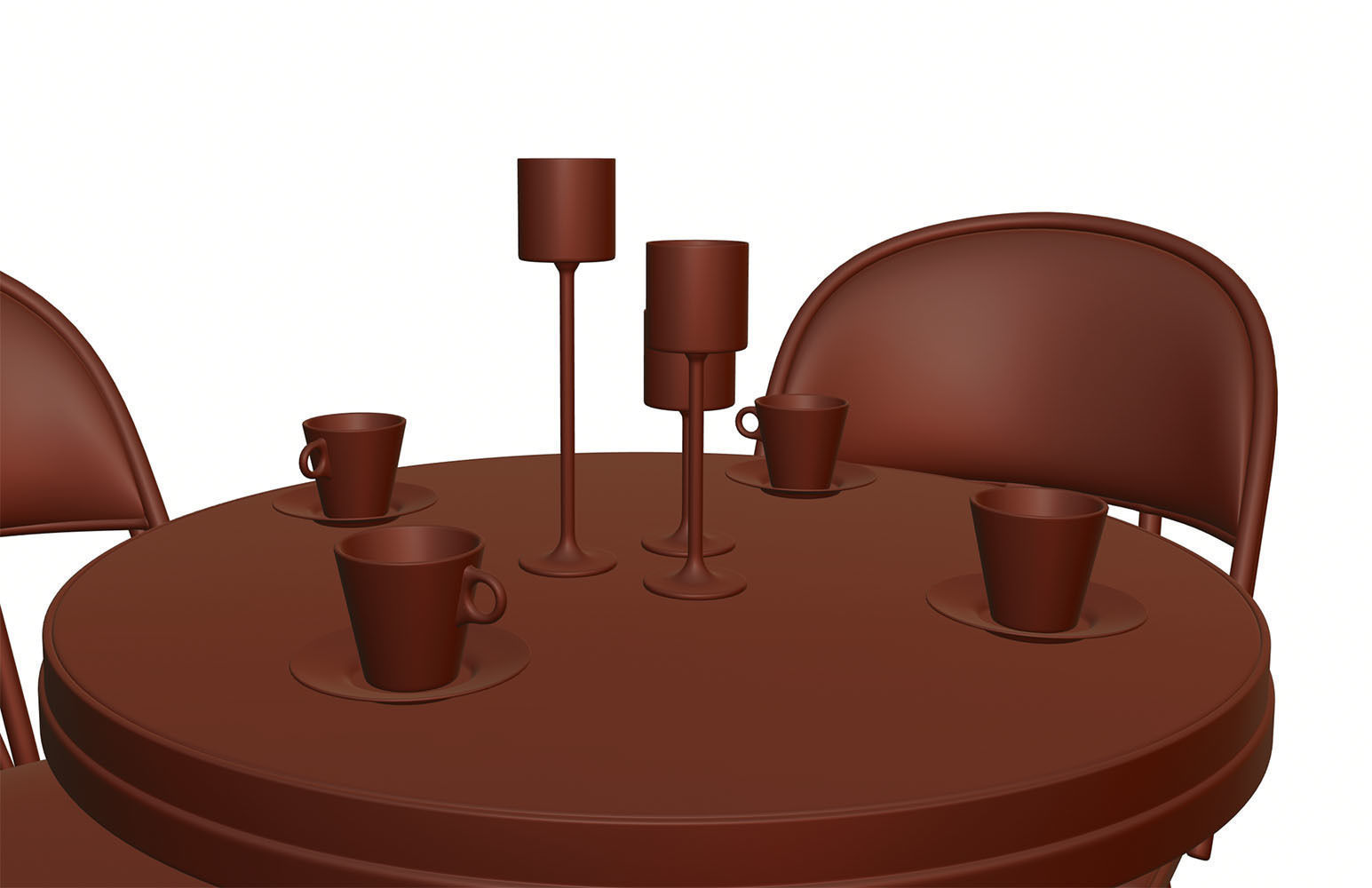 Gold table with four chairs 3D model_12
