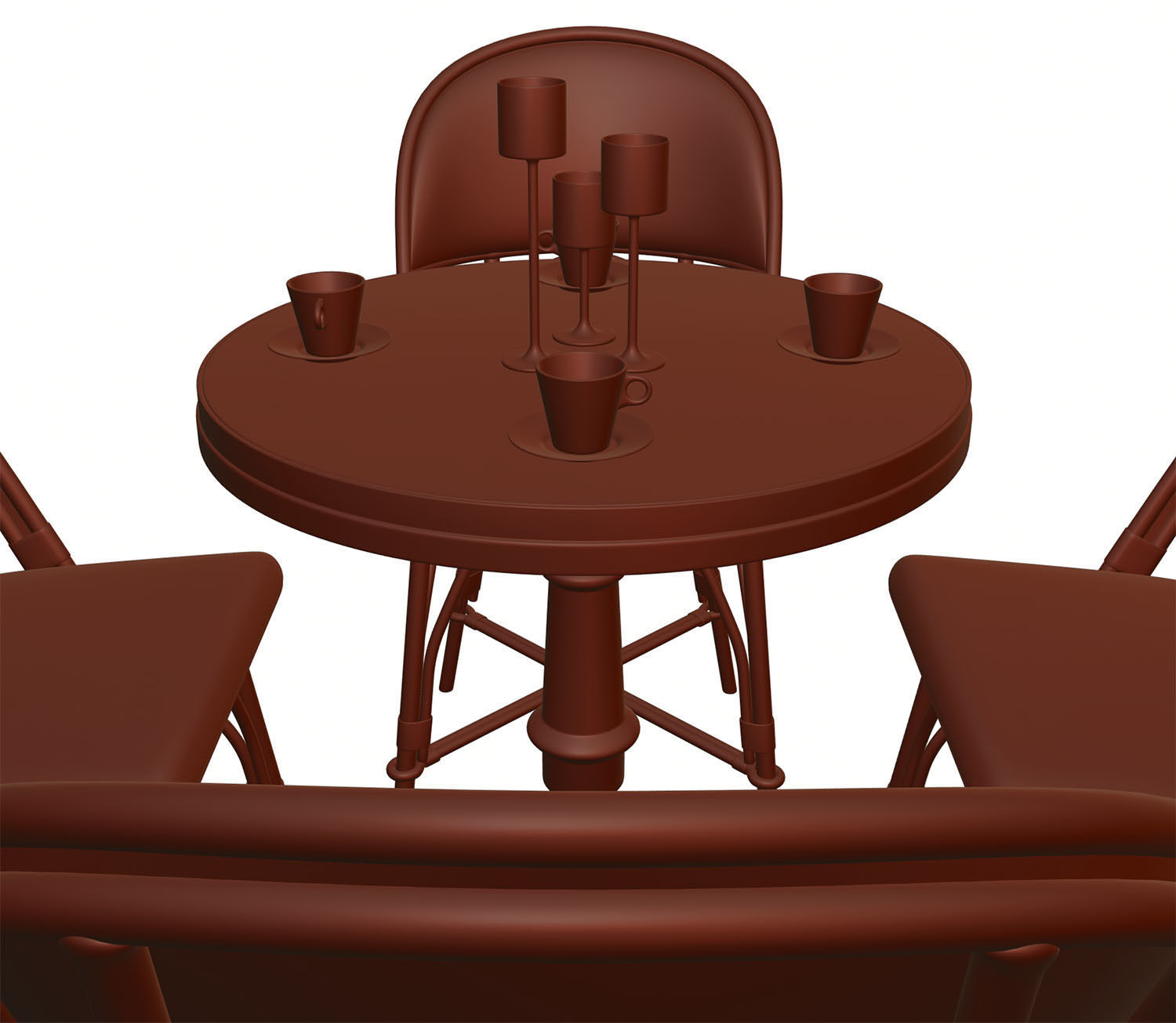 Gold table with four chairs 3D model_11
