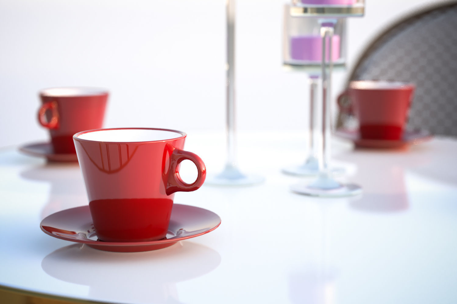 Gold table with four chairs 3D model_2