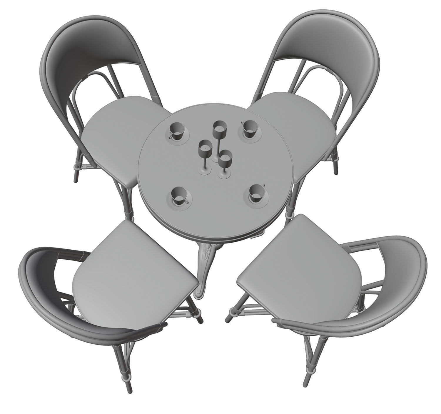 Gold table with four chairs 3D model_6