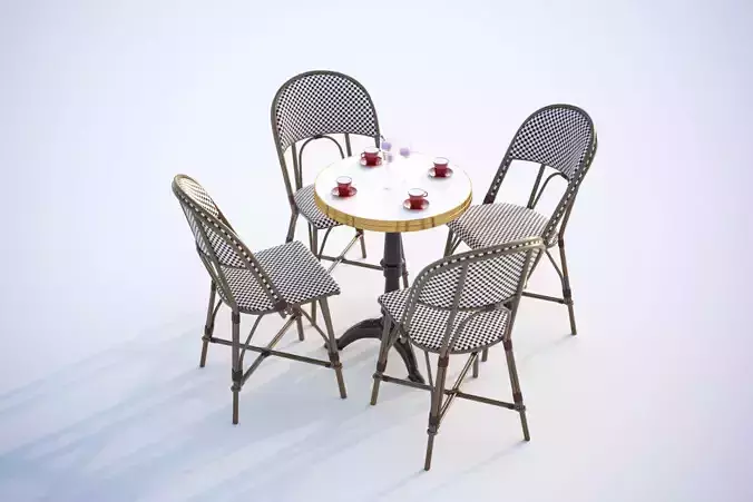 Gold table with four chairs