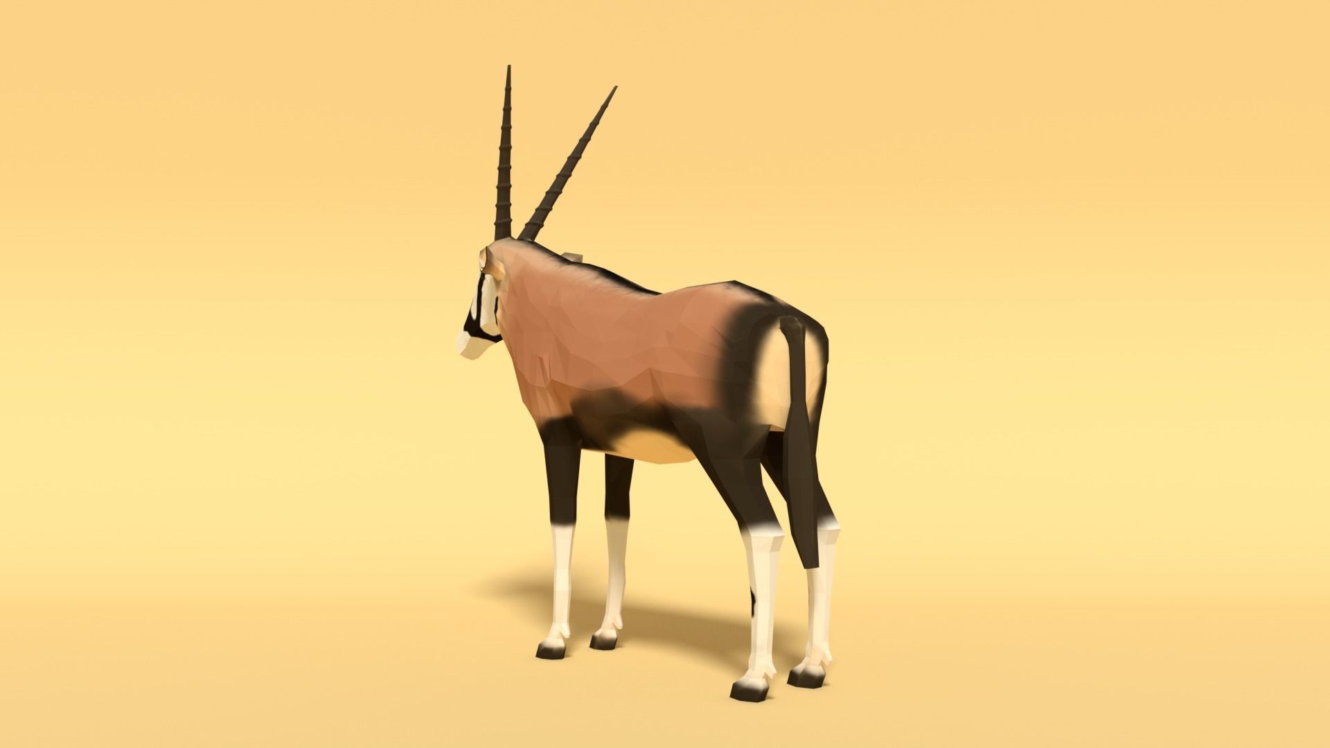 Low Poly Cartoon Gemsbok Oryx Gazella Low-poly 3D model_7