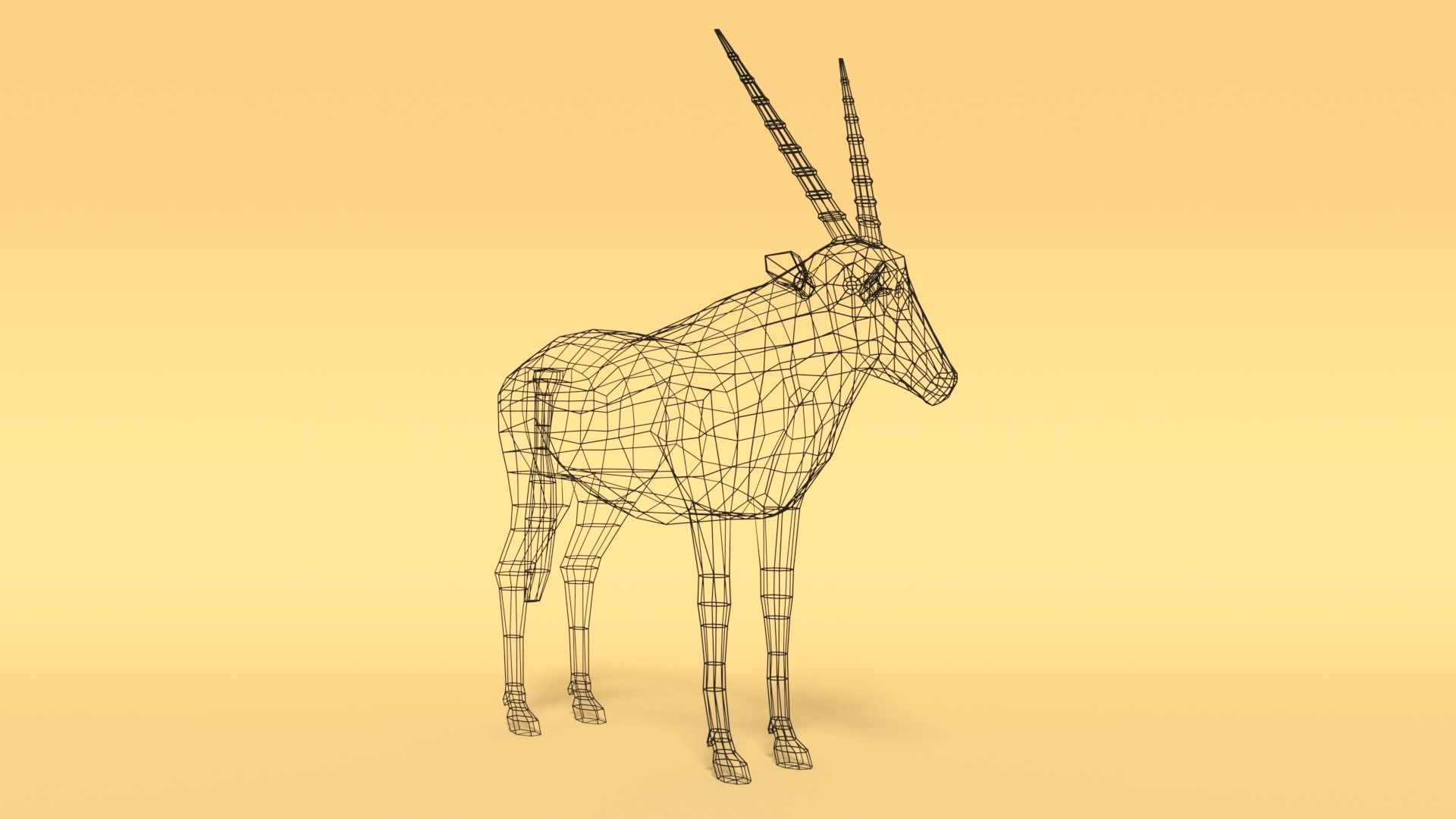 Low Poly Cartoon Gemsbok Oryx Gazella Low-poly 3D model_13