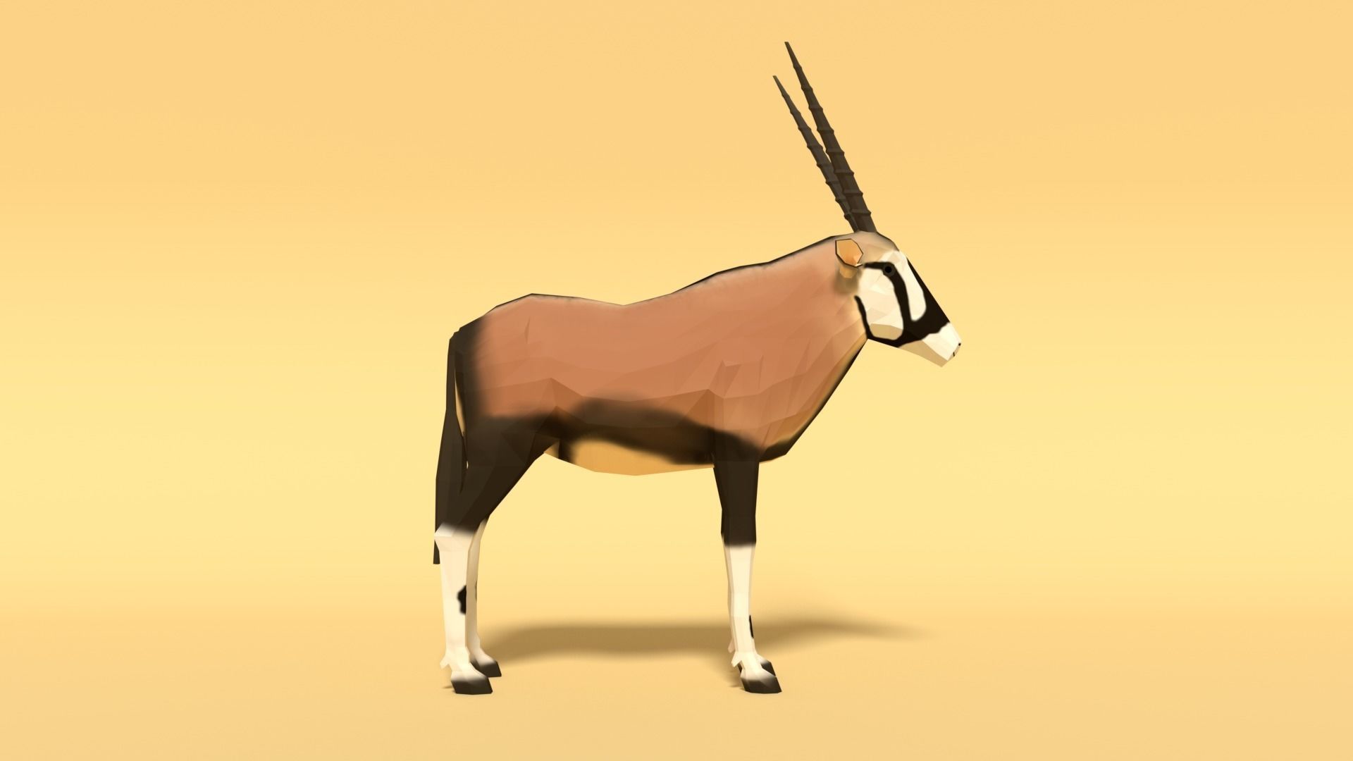 Low Poly Cartoon Gemsbok Oryx Gazella Low-poly 3D model_4