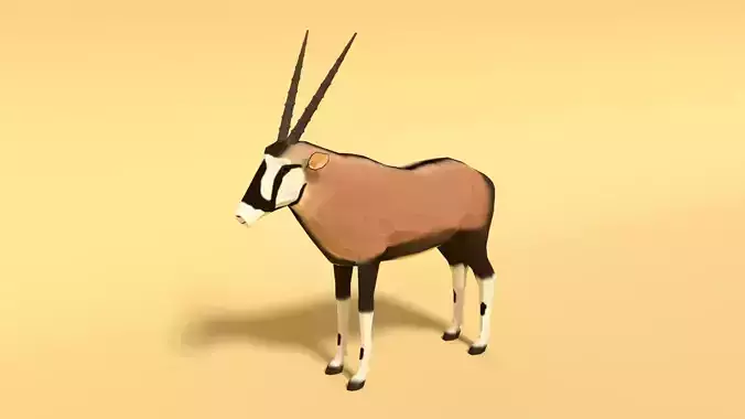 Low Poly Cartoon Gemsbok Oryx Gazella Low-poly 3D model