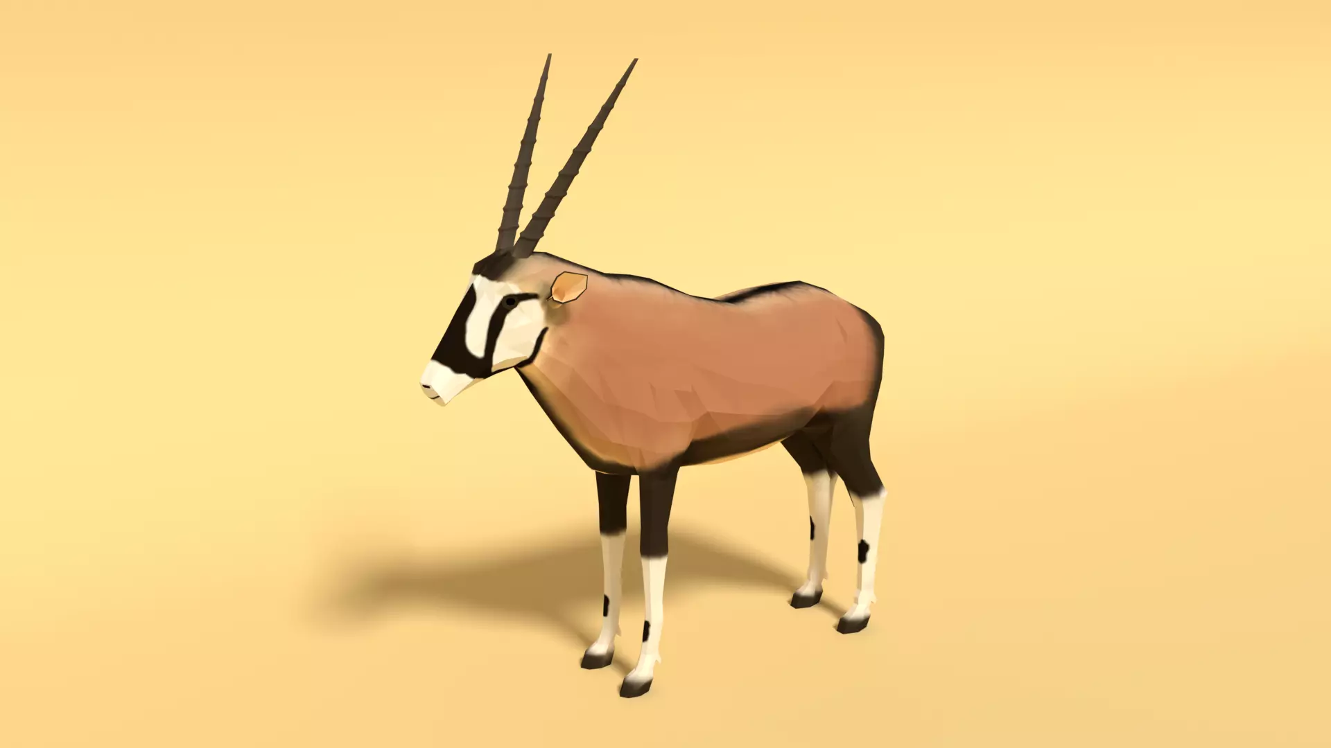 Low Poly Cartoon Gemsbok Oryx Gazella Low-poly 3D model_0