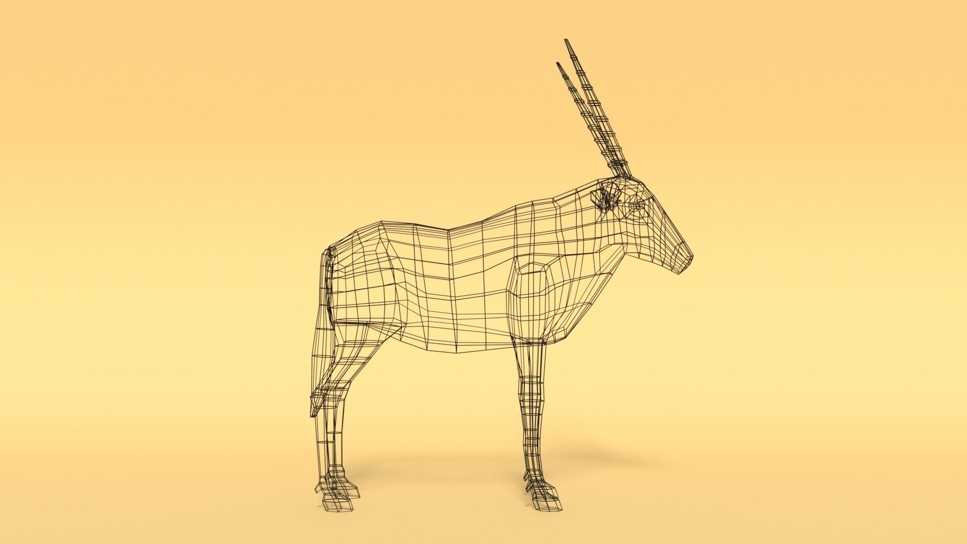 Low Poly Cartoon Gemsbok Oryx Gazella Low-poly 3D model_14