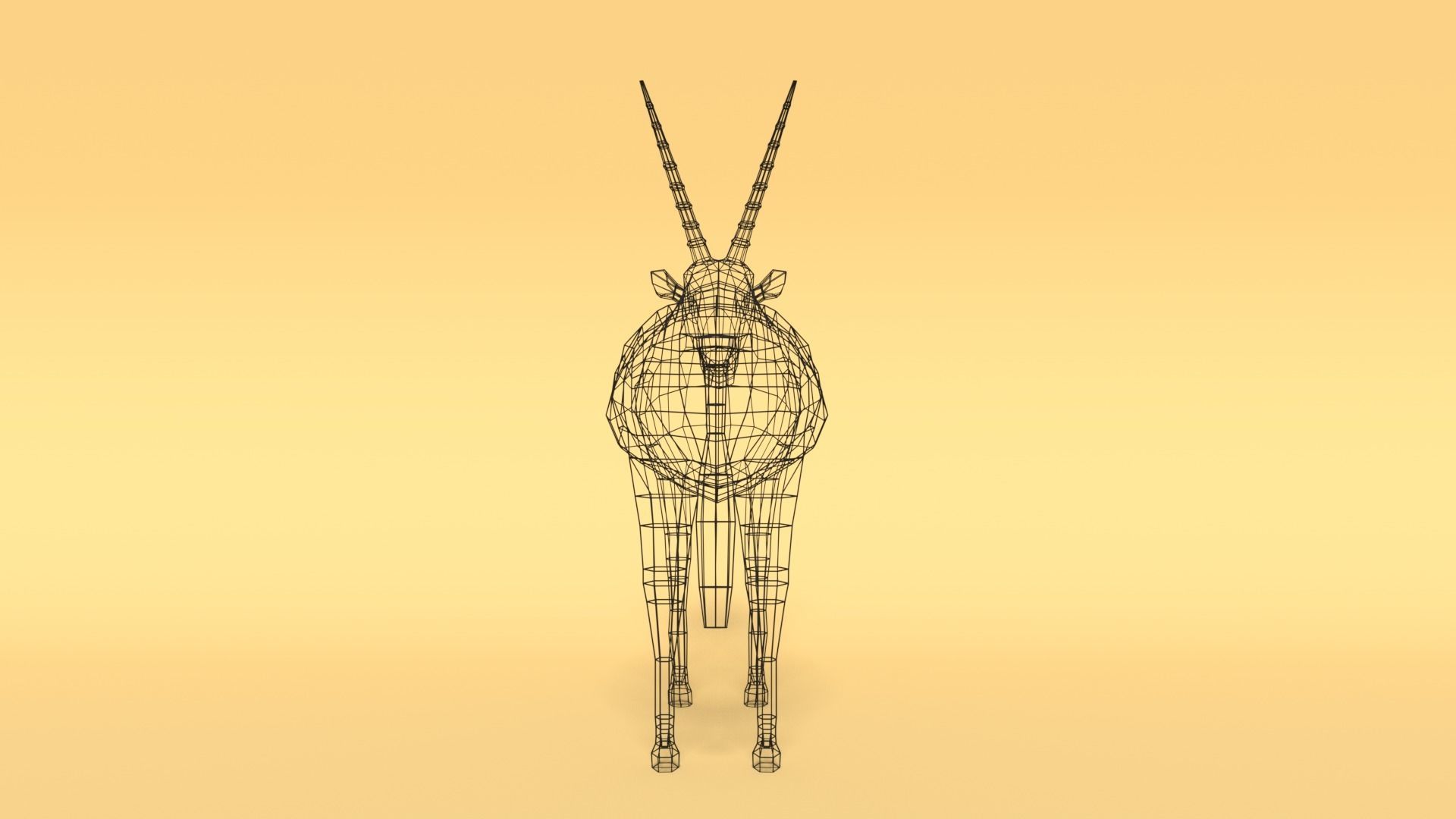 Low Poly Cartoon Gemsbok Oryx Gazella Low-poly 3D model_16