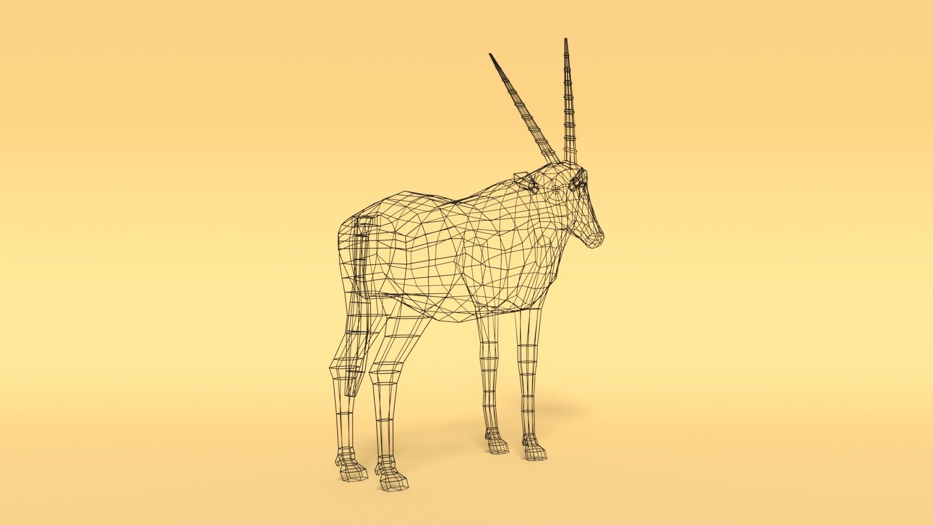 Low Poly Cartoon Gemsbok Oryx Gazella Low-poly 3D model_15