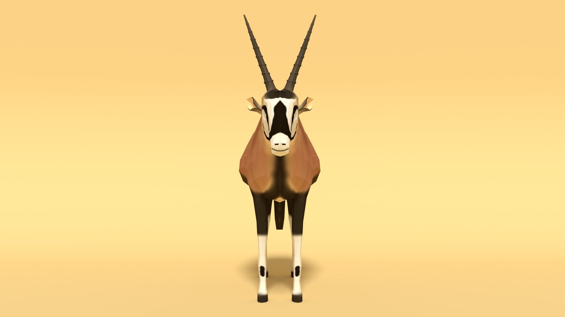 Low Poly Cartoon Gemsbok Oryx Gazella Low-poly 3D model_2