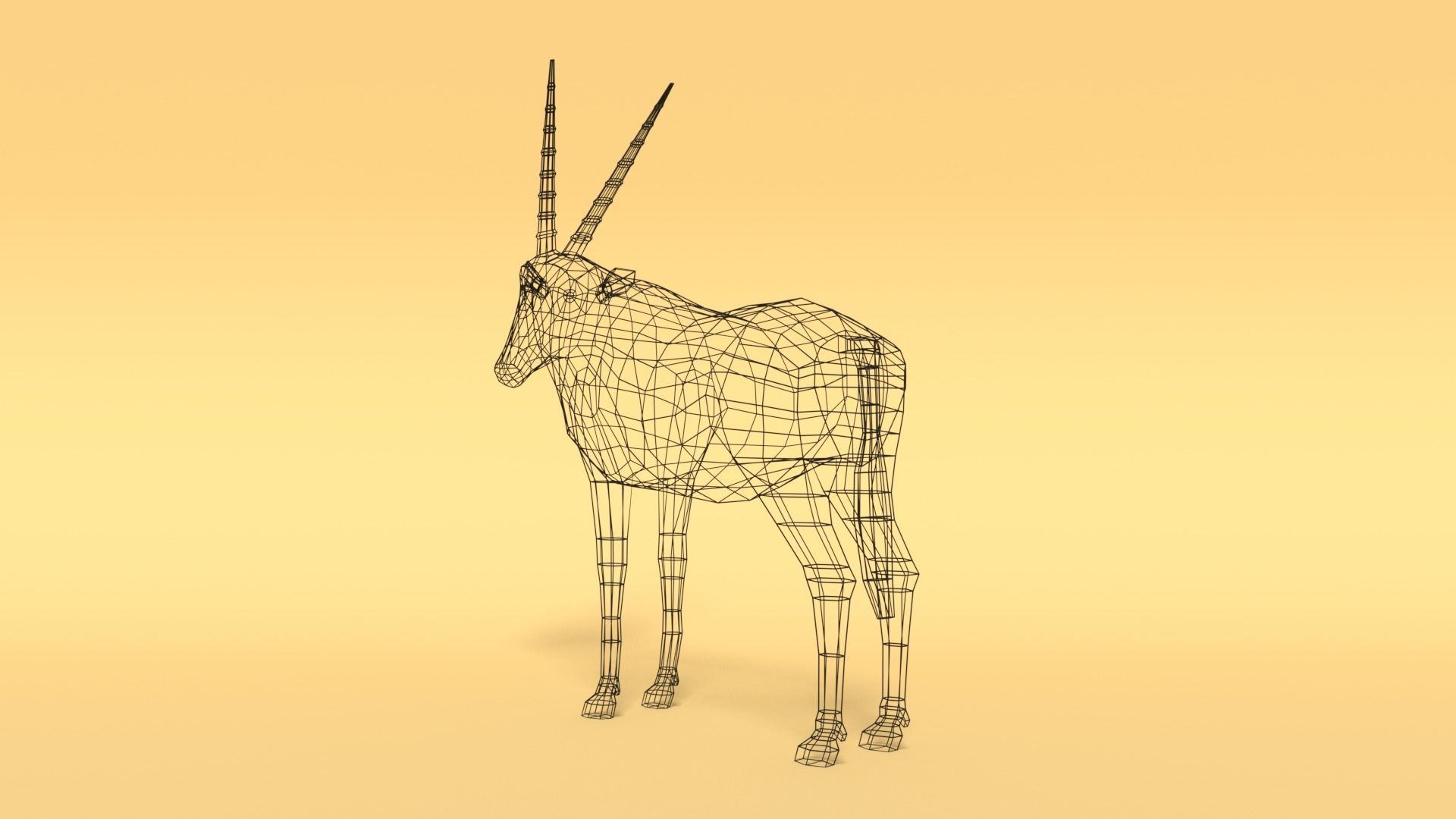Low Poly Cartoon Gemsbok Oryx Gazella Low-poly 3D model_17