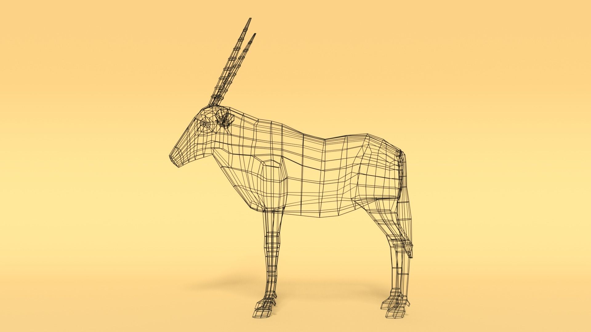 Low Poly Cartoon Gemsbok Oryx Gazella Low-poly 3D model_10