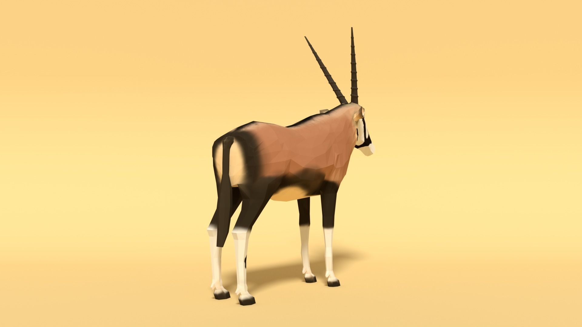 Low Poly Cartoon Gemsbok Oryx Gazella Low-poly 3D model_5
