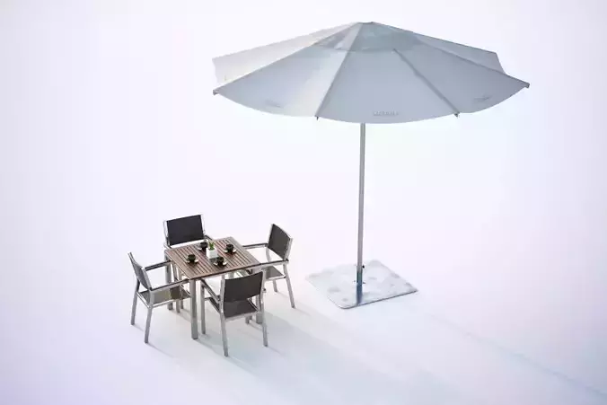 Table with four metal chairs