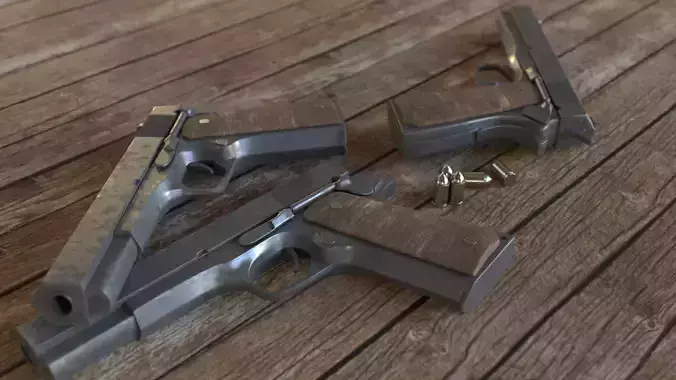 Pistol 3d model three pistols