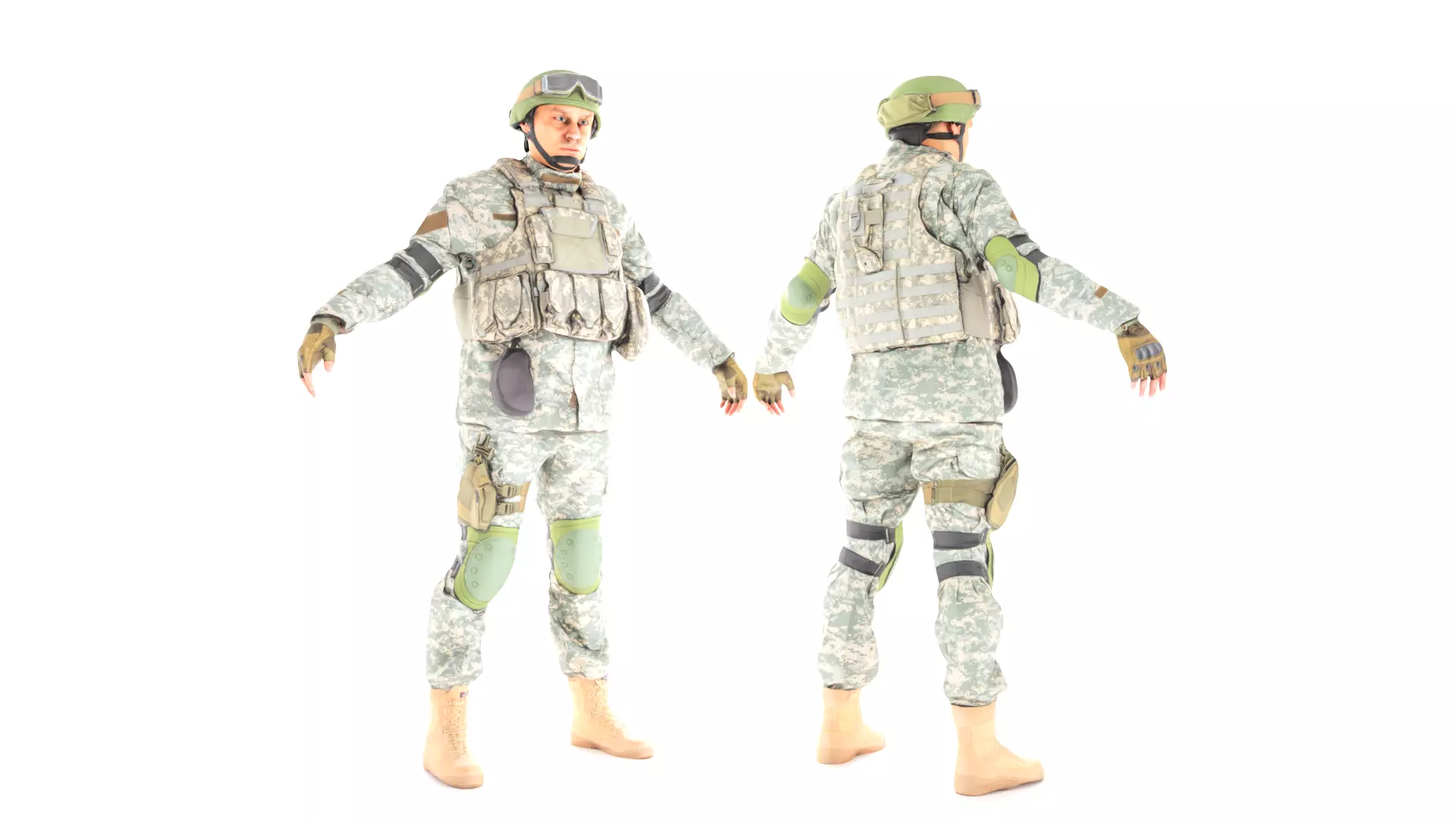 American soldier in ACU 13 Low-poly 3D model