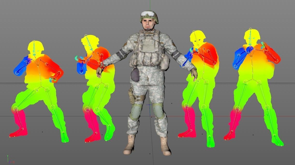 Animated American soldier in ACU 14 Low-poly 3D model_5
