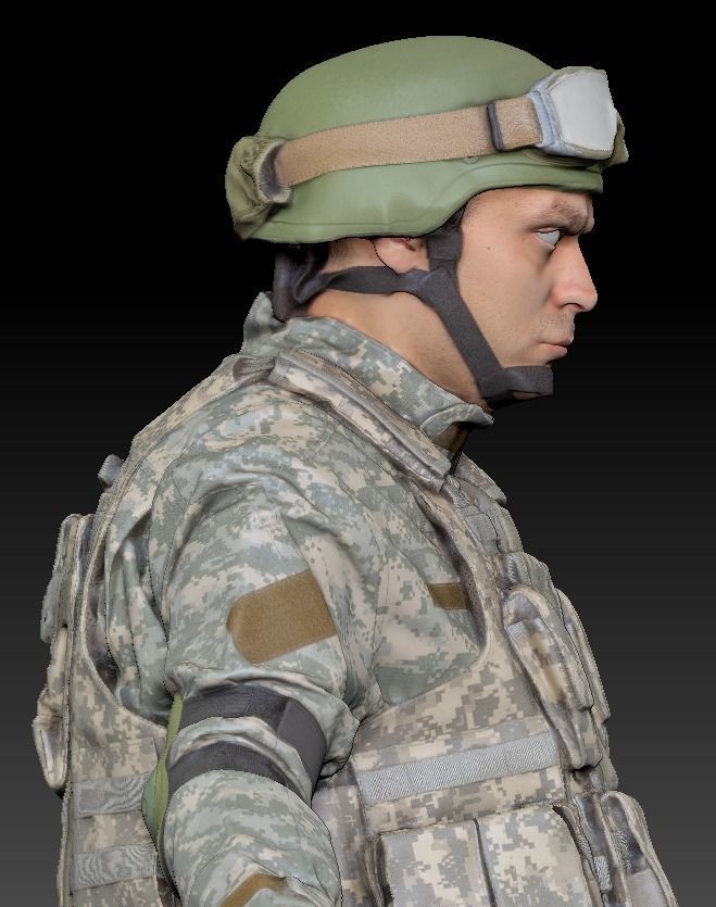 Animated American soldier in ACU 14 Low-poly 3D model_4