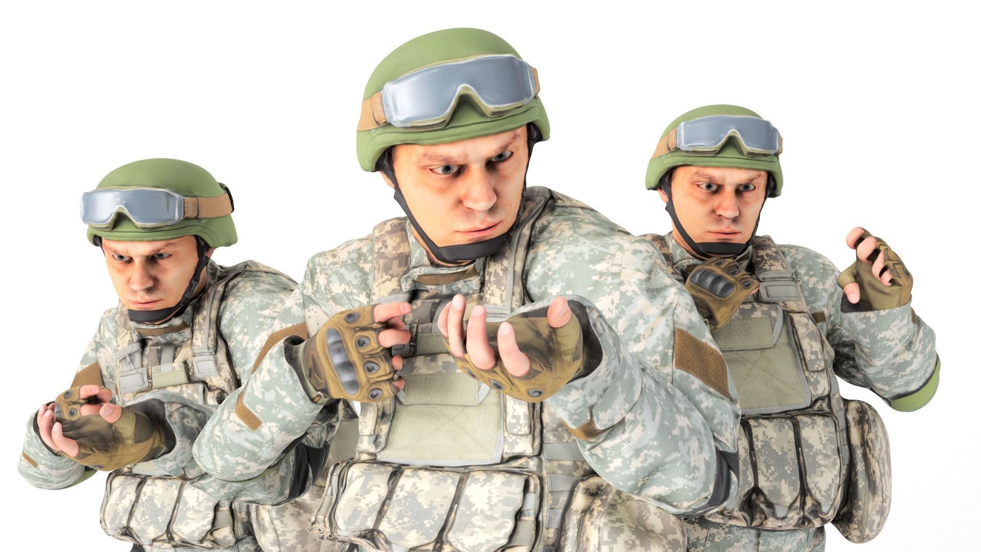 Animated American soldier in ACU 14 Low-poly 3D model_1